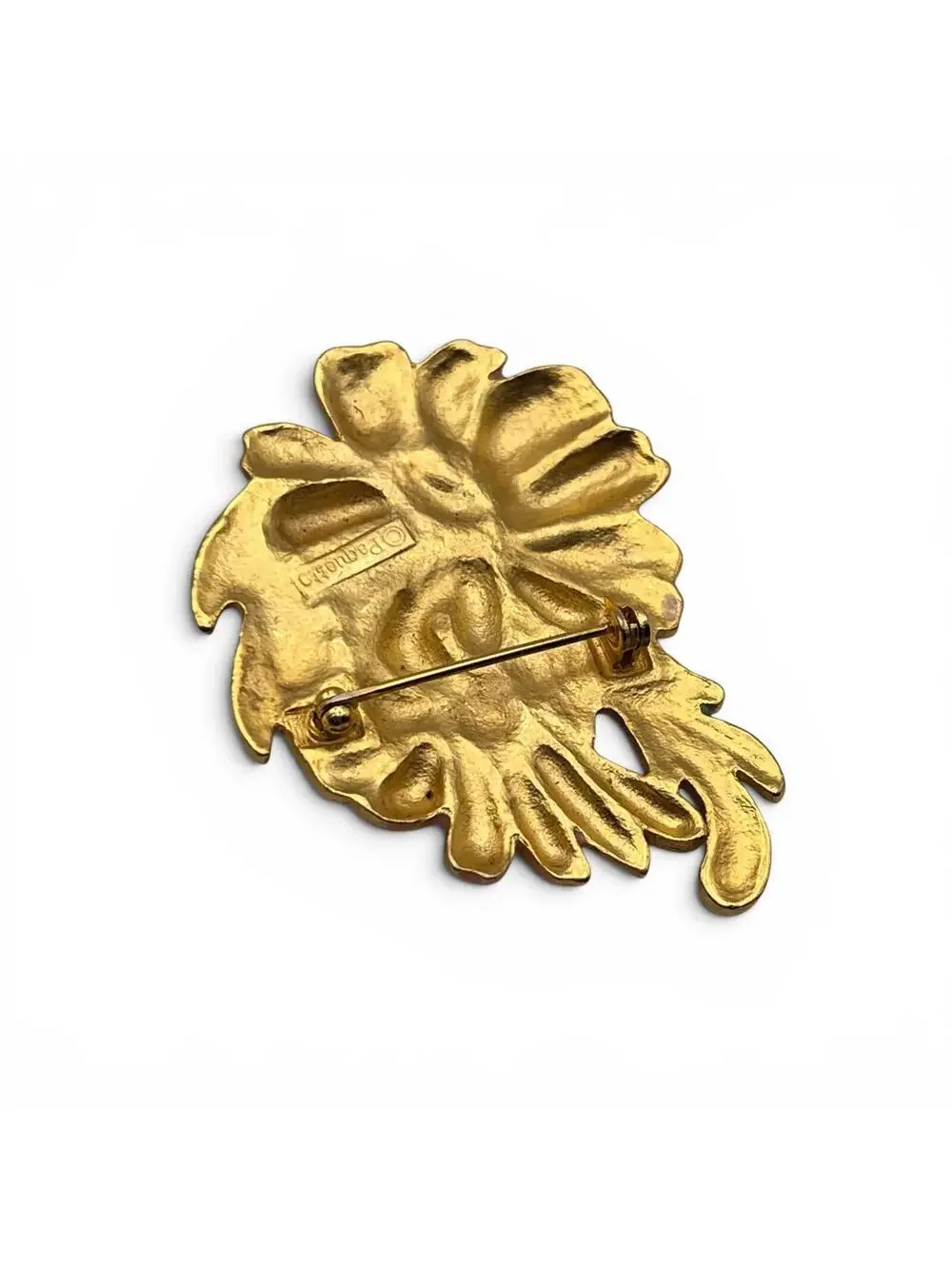 Vintage 80s Signed Paquette Enamel Gold Tone Watercolor Floral Brooch Pin